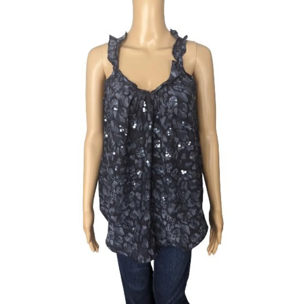 Rebecca Taylor Gray Leopard Print Silk Camisole 4